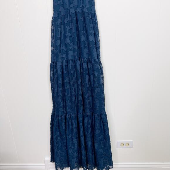 Urban Outfitters Kimchi Blue Julianna Tiered Maxi Dress XS T Back Blue Jacquard - Picture 3 of 15